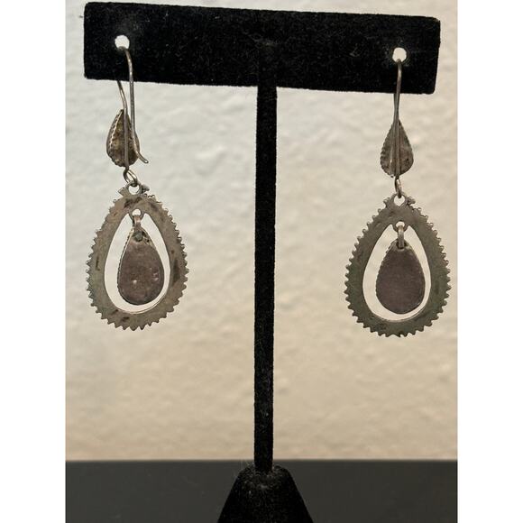 Sterling Silver Dangle Earrings Ethnic Boho, - Picture 2 of 2
